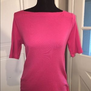 Half-Sleeve Square Boat Neck Talbot's Pink Shirt